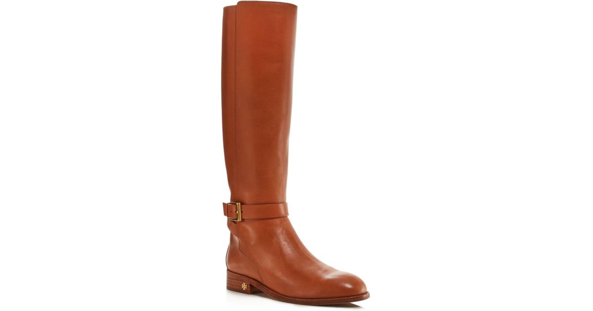 tory burch women's brooke round toe leather riding boots