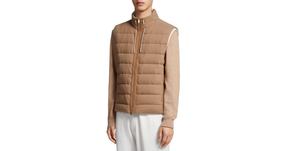 Zegna Oasi Cashmere Down Vest in Brown for Men Lyst