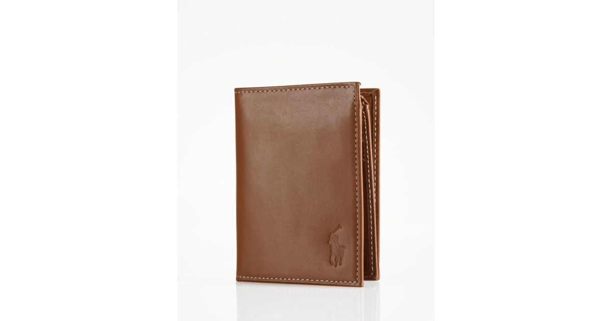 Polo Ralph Lauren Burnished Leather Window Billfold Wallet in Brown for Men  | Lyst