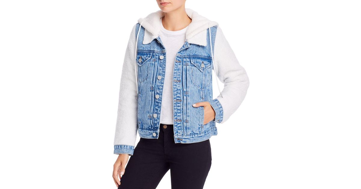 Blank NYC Hooded Faux Shearling \u0026 Denim 