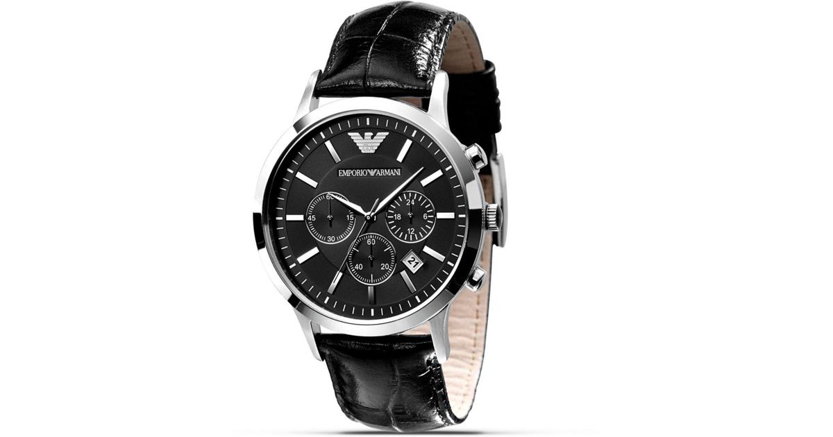 Black armani chronograph watch Clearance