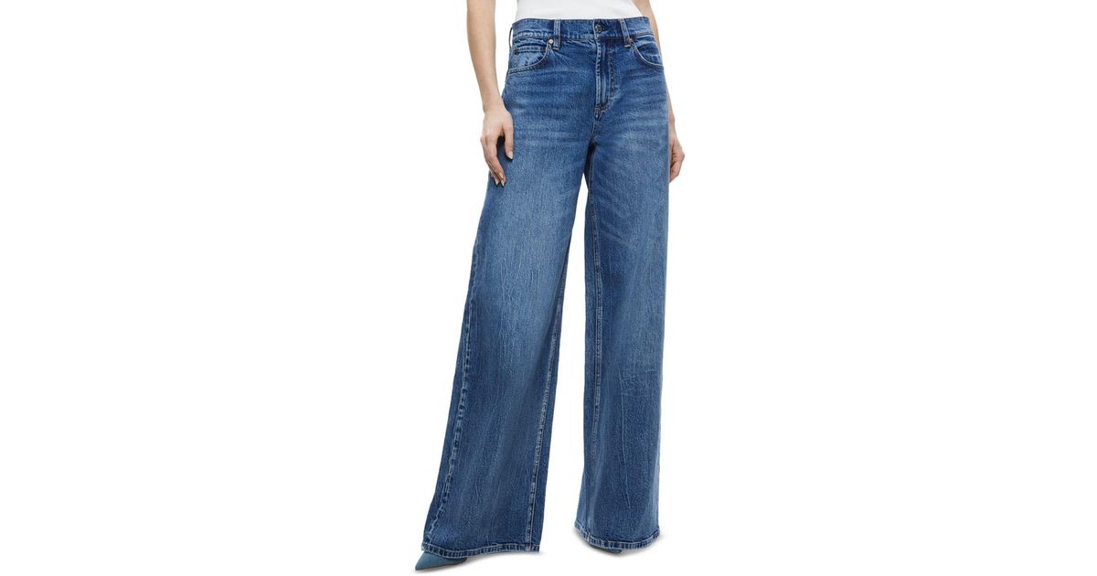 Alice + Olivia Trish Mid Rise Baggy Jeans In Broklyn Blue | Lyst