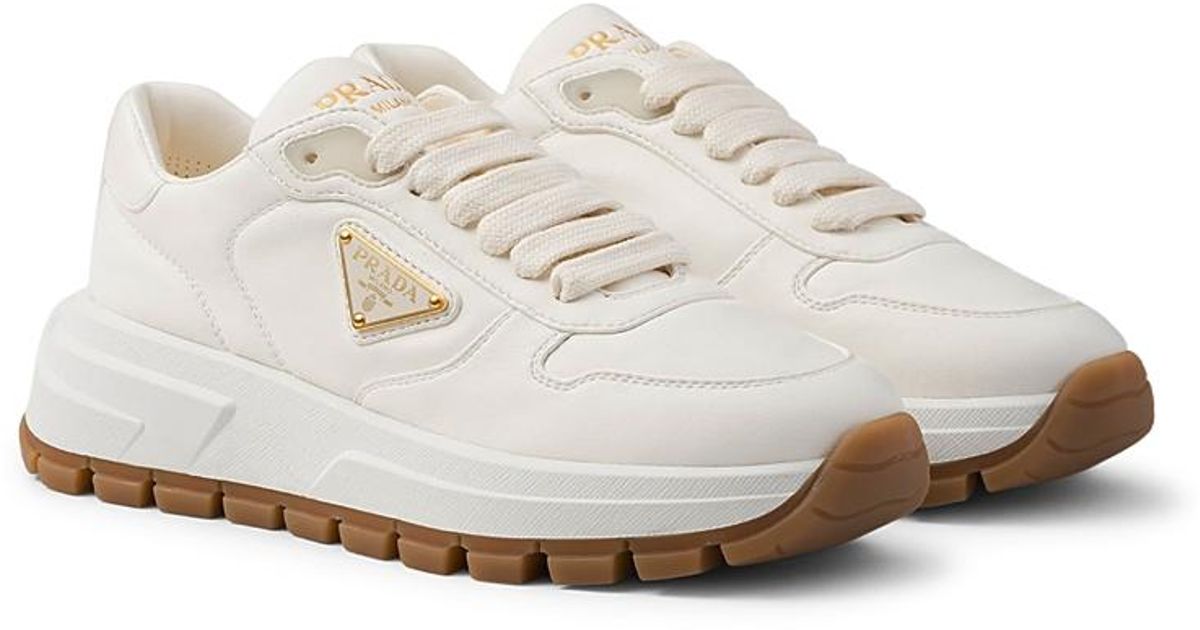 Prada Prax 01 Leather Sneakers in White | Lyst