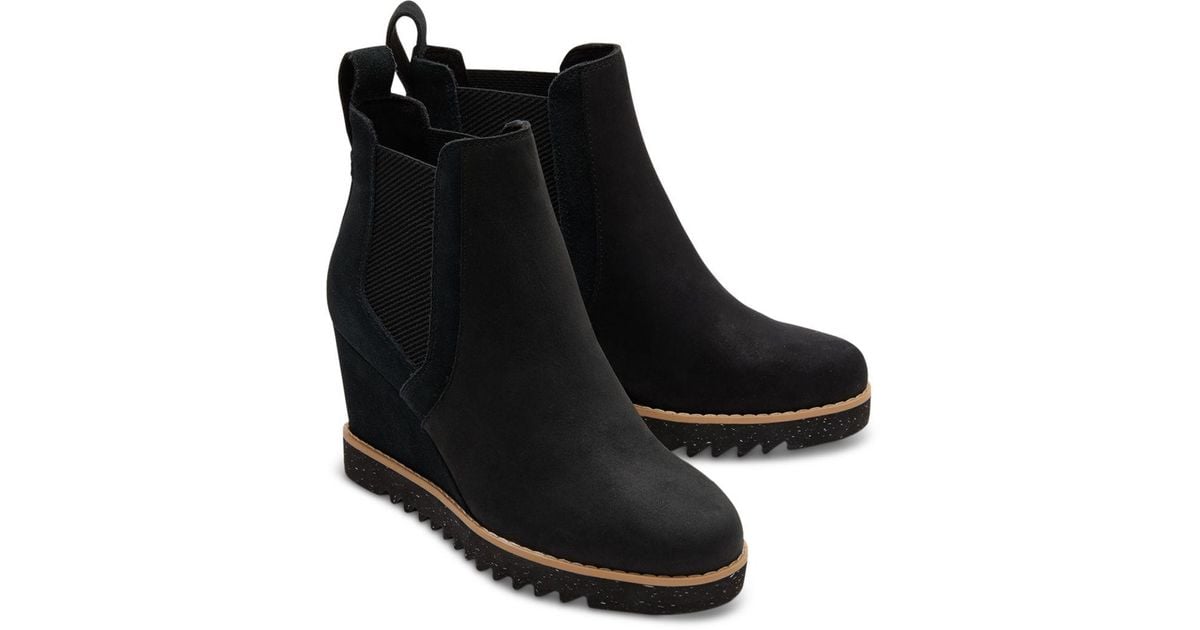 toms black wedge booties