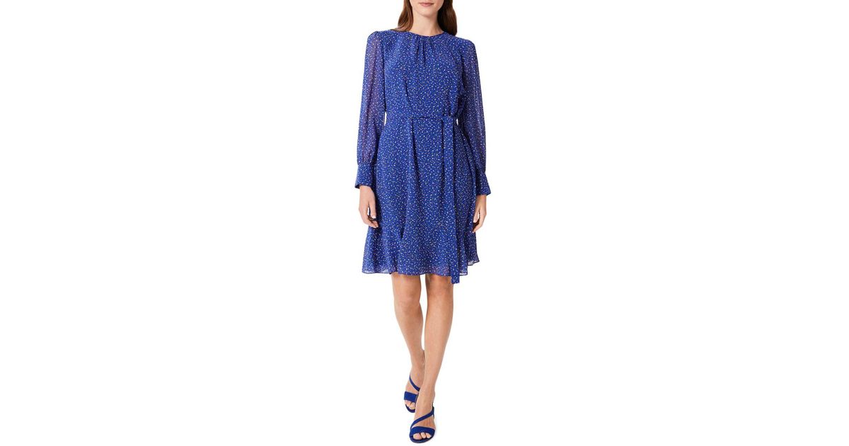 Hobbs Synthetic Frances Dotted Dress in Blue | Lyst