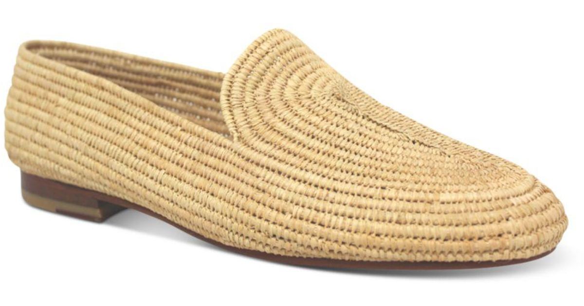 Carrie Forbes Atlas Slip On Woven Loafer Flats in Natural | Lyst
