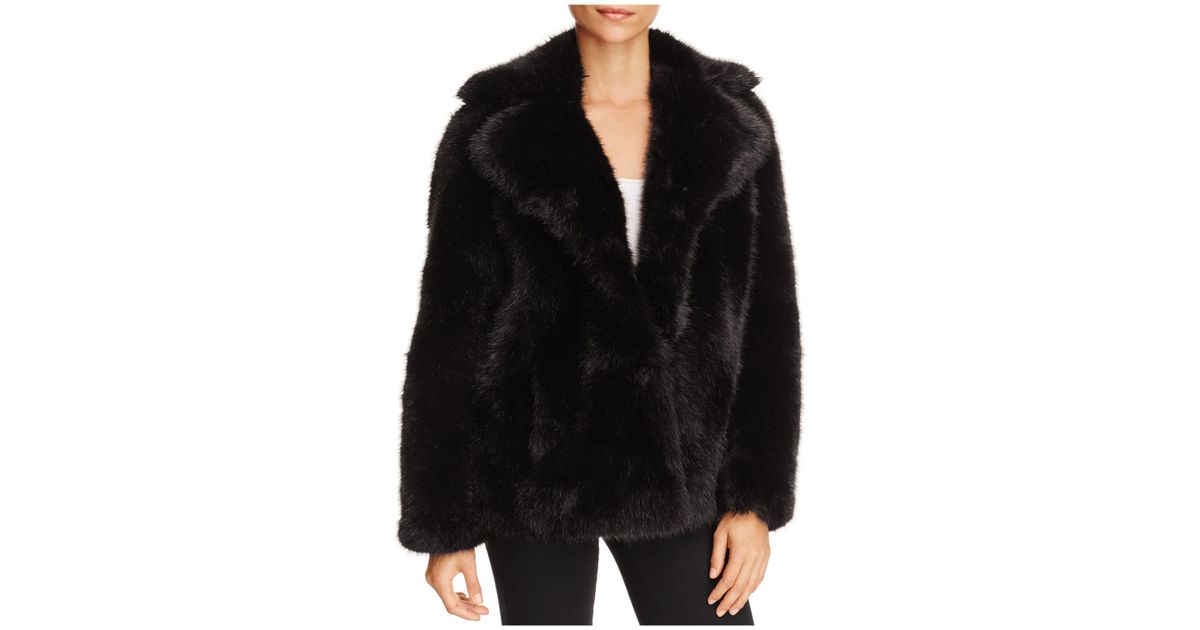 michael kors black faux fur coat