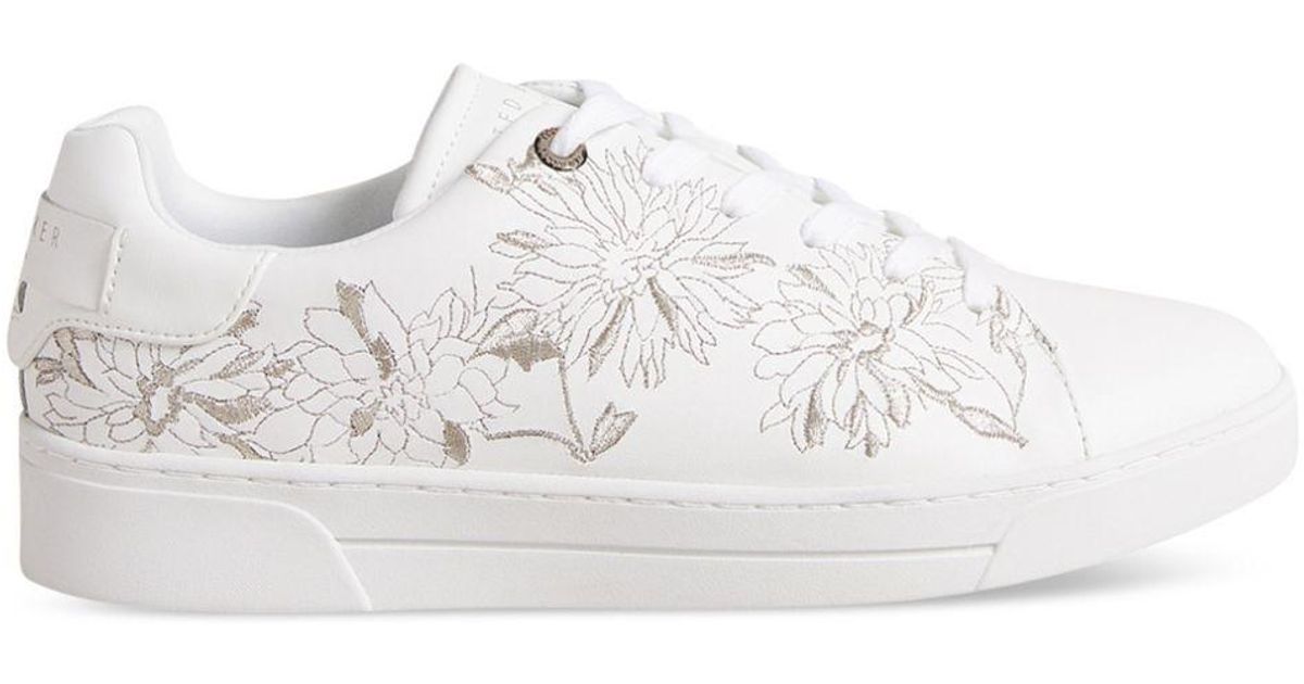 Ted Baker Alline Embroidered Cupsole Trainer Running Sneakers in White