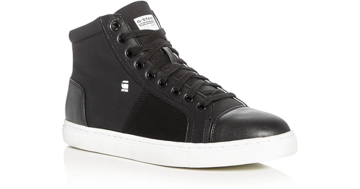 G Star RAW Toublo Mid Top Sneakers in Black for Men Lyst G Star Raw Mens Toublo Mid Sneaker Fashion
