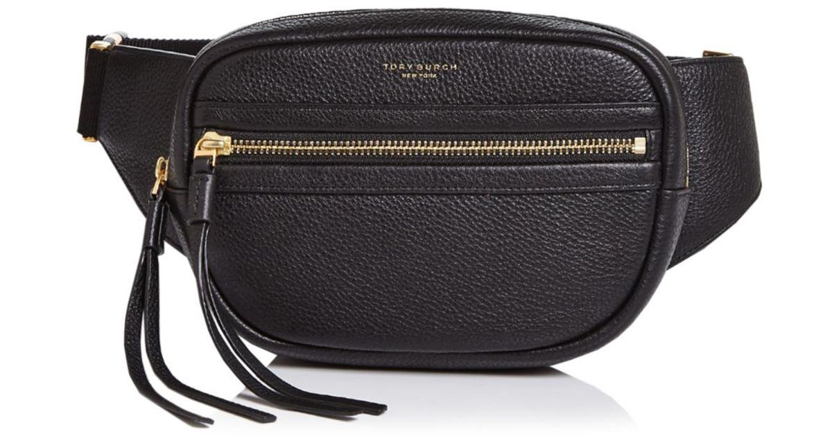 Tory Burch Perry Leather Belt Bag in Black | Lyst