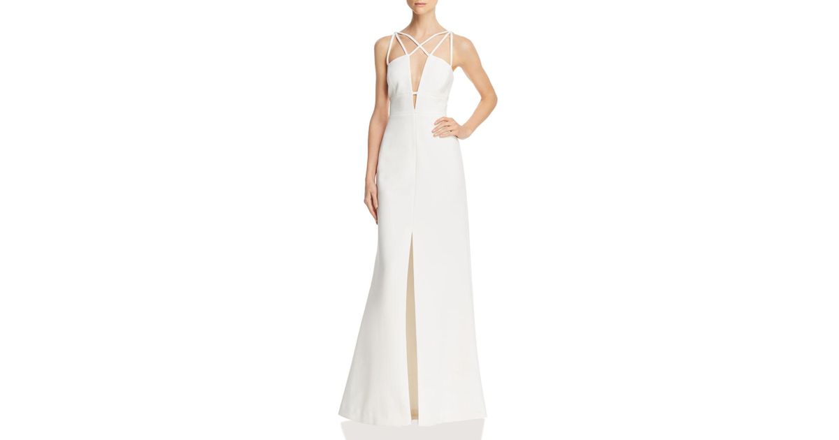 white bcbg gown