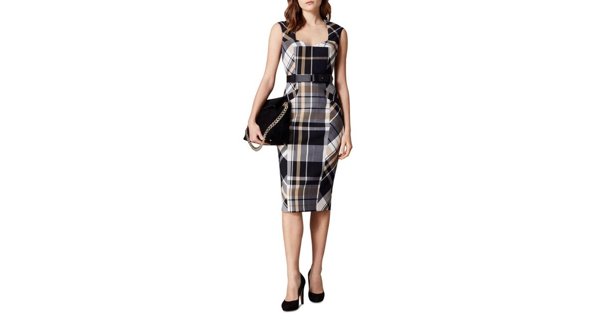 karen millen tartan check forever dress