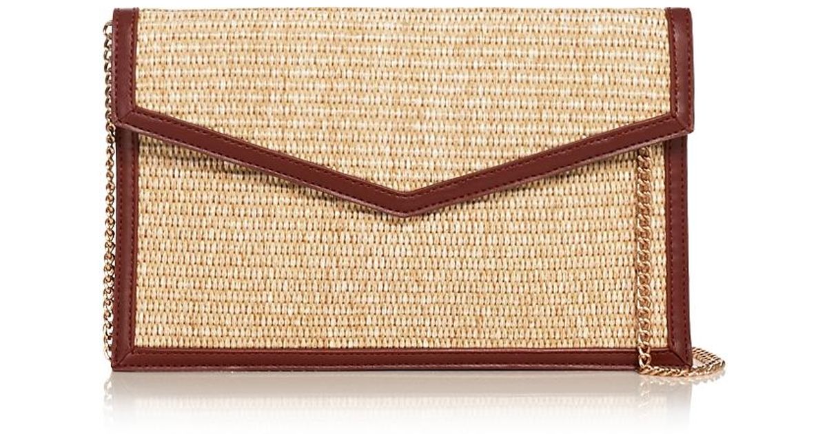 Aqua Raffia Envelope Bag in Natural | Lyst