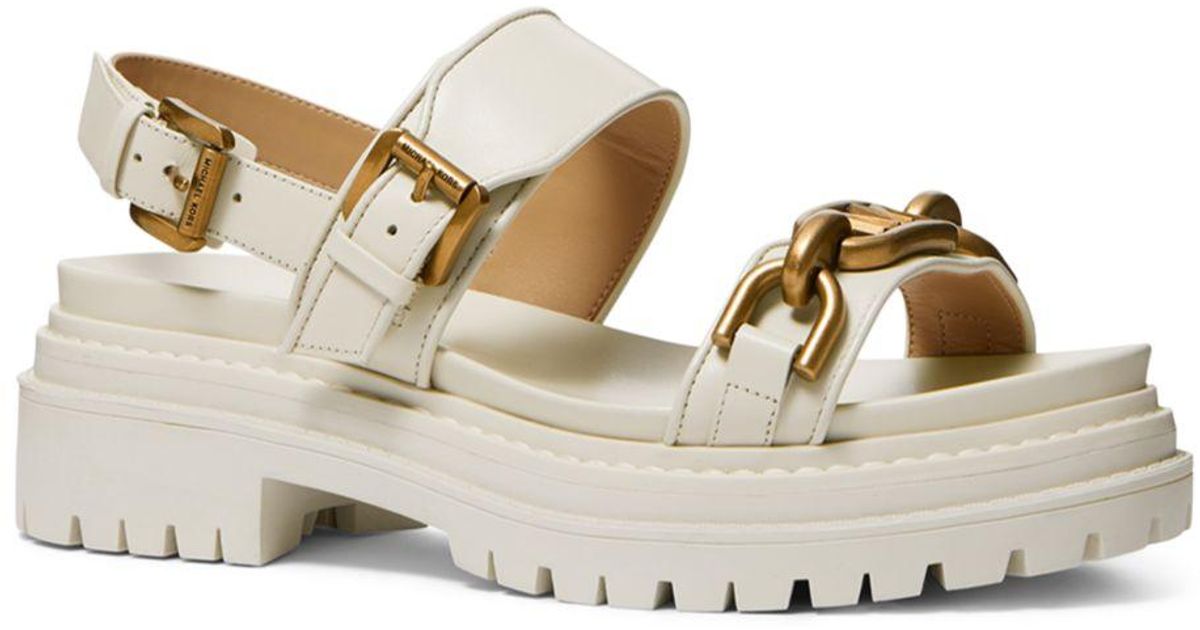MICHAEL Michael Kors Leather Kailey Lug Sole Sandals in Light Cream ...