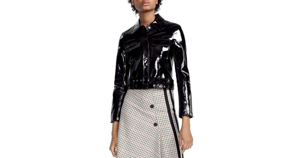 cropped patent leather jacket
