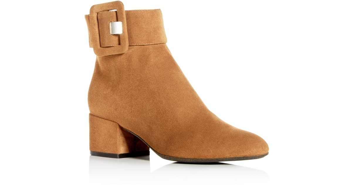 Sergio Rossi Suede Women's Mia Block - Heel Booties in Brown - Lyst