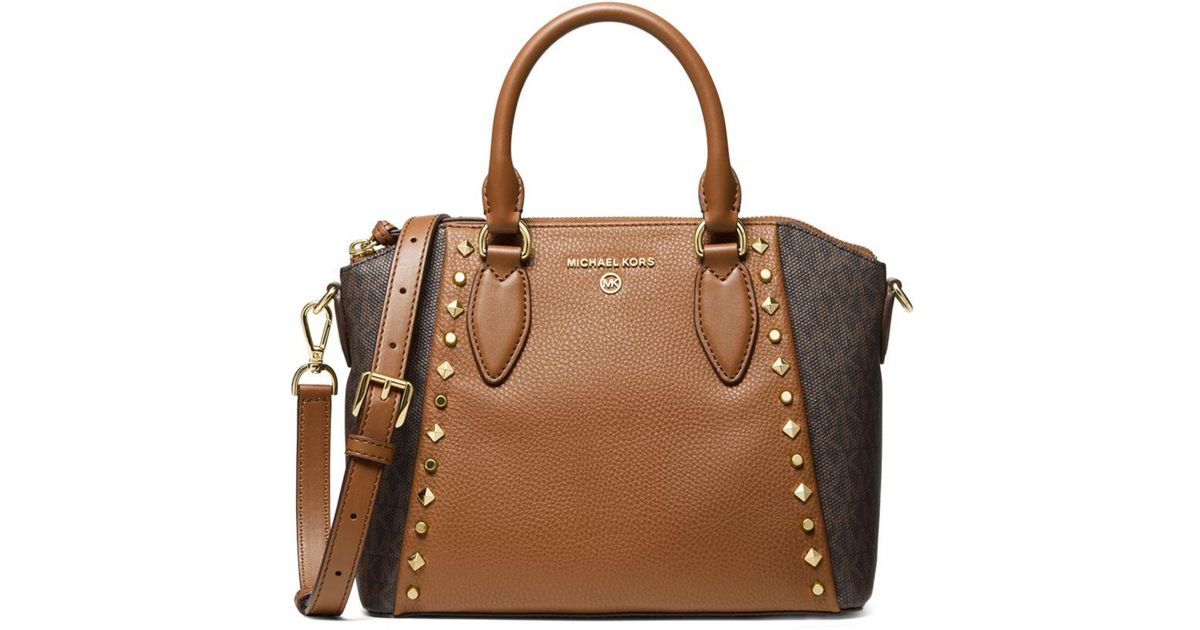 MICHAEL Michael Kors Synthetic Sienna Medium Studded Messenger Bag in Brown Lyst