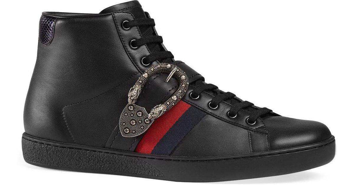 Gucci Men's Ace High-top Sneakers With 