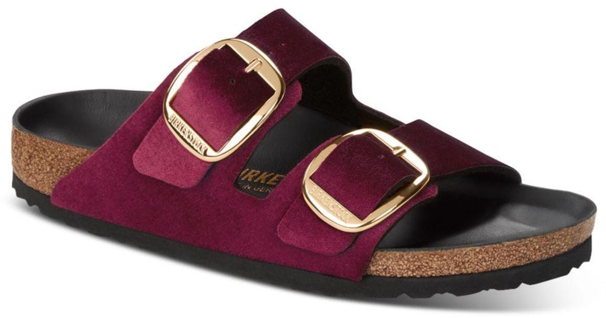 Birkenstock Velvet Arizona Big Buckle Slide Sandals in Red Lyst