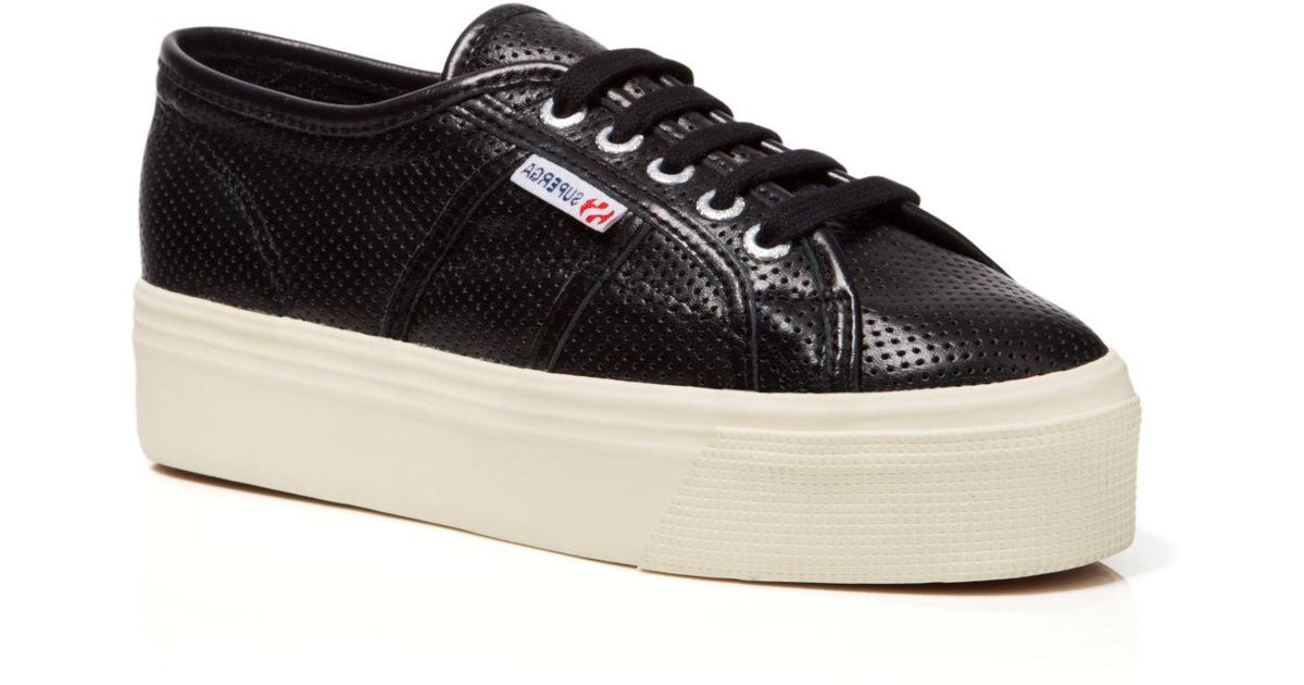 superga black leather platform