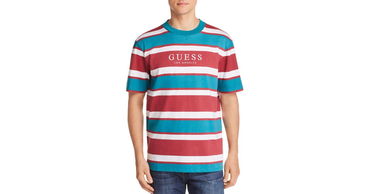 guess red striped t shirt