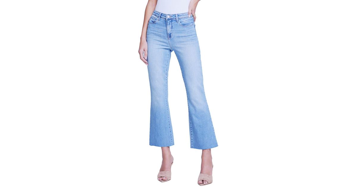 L'Agence Kendra High Rise Cropped Flare Jeans In Canyon in Blue | Lyst