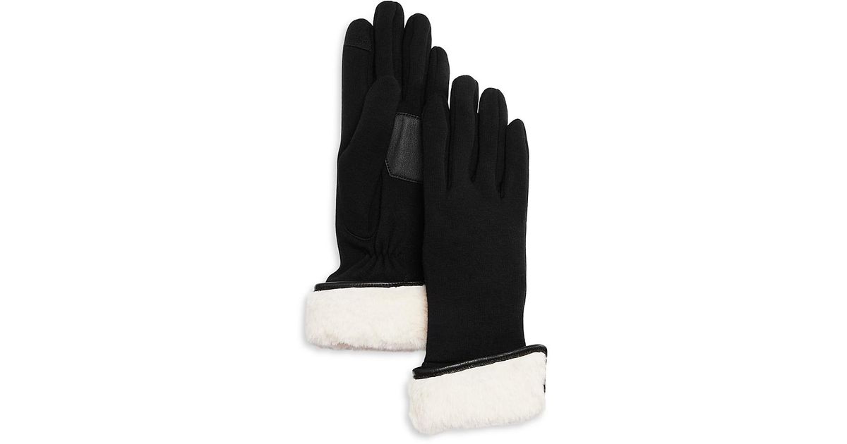 Cuffv Tech Echo Fold Down Faux Fur Cuff Tech Gloves in Black | Lyst