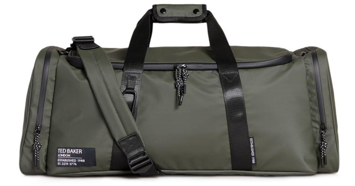 Ted Baker Hyke Rubberized Holdall Bag in Green for Men | Lyst