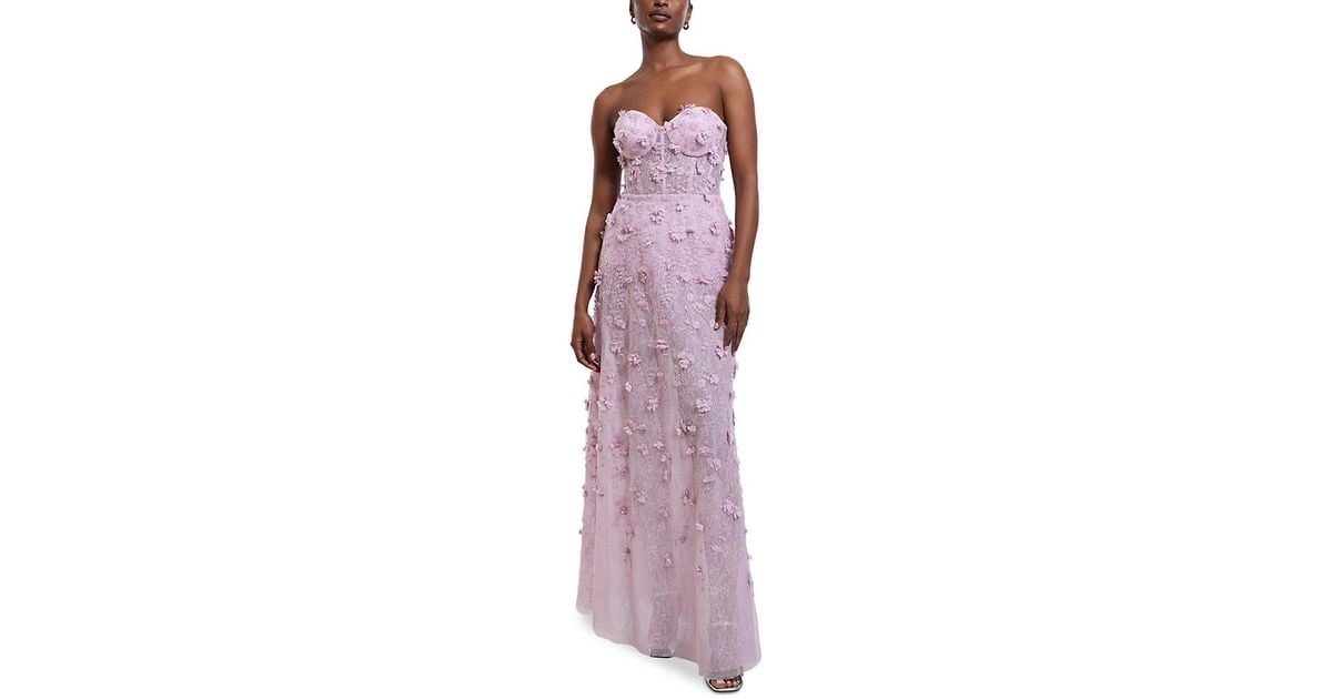 【BCBG MAXAZRIA】Strapless Floral Applique Dress 海外限定 BCBGMAXAZRIA Strapless Floral Applique Dress - ShopStyle