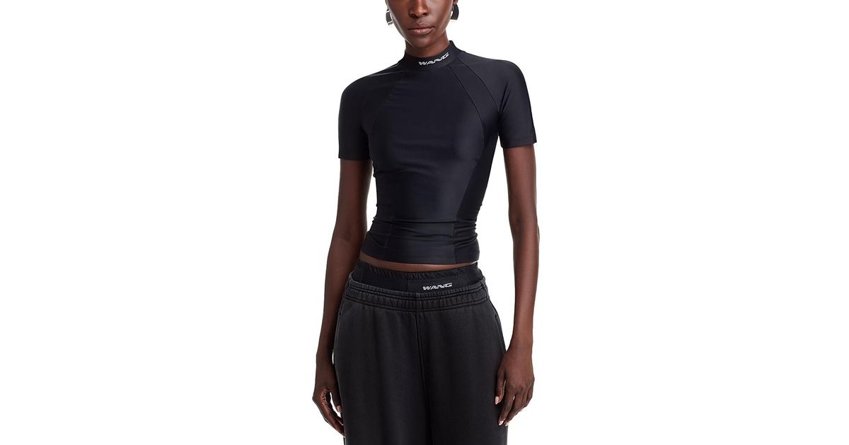 T By Alexander Wang Alexanderwang. T Mock Neck Rash Guard in Blue | Lyst