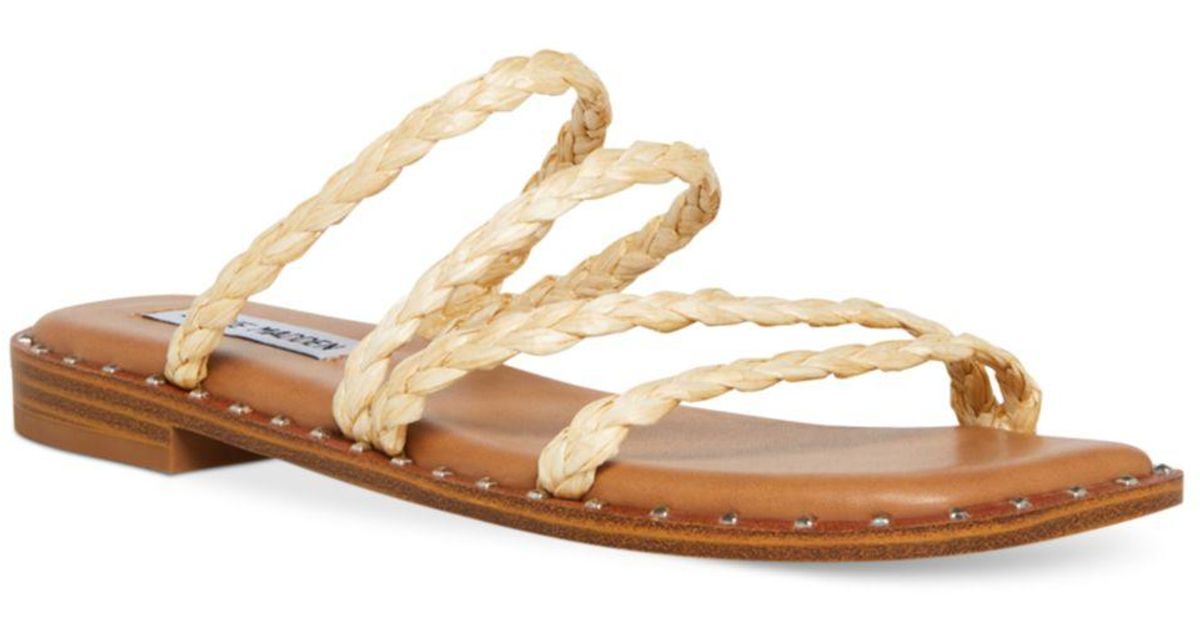 Steve Madden Synthetic Starie Square Toe Stud Trim Braided Strappy Sandals | Lyst