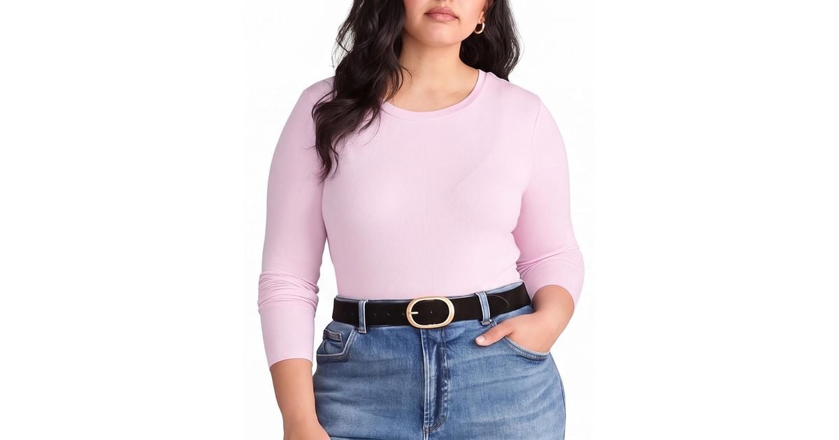 UNIVERSAL STANDARD Plus Cloud Rib Long Sleeve Tee in Pink | Lyst