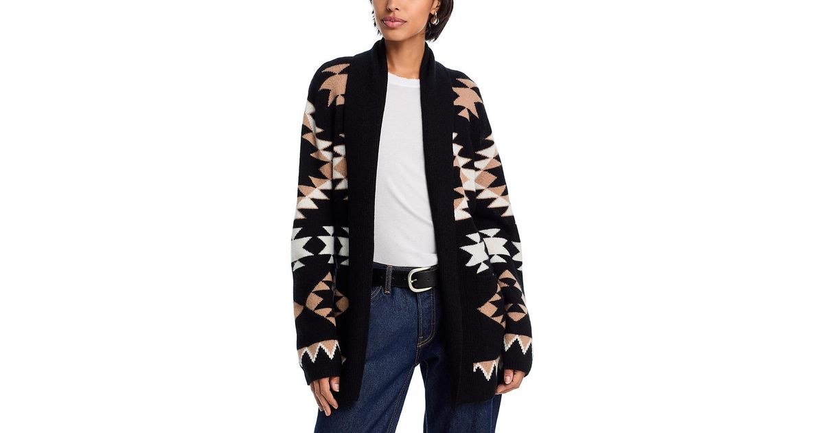 Aqua 100% Cashmere Aztec Cardigan in Blue | Lyst