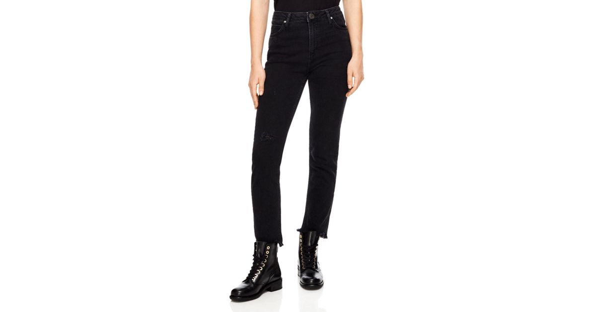 high waisted black straight jeans