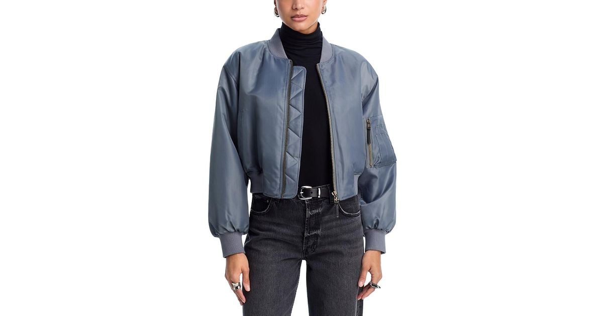 anine-bing-leon-cropped-bomber-jacket-in-blue-lyst