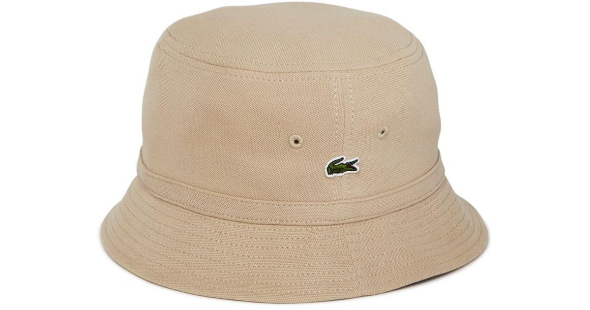 Økonomi lol kompakt Lacoste Cotton Piqué Bucket Hat in Natural for Men | Lyst