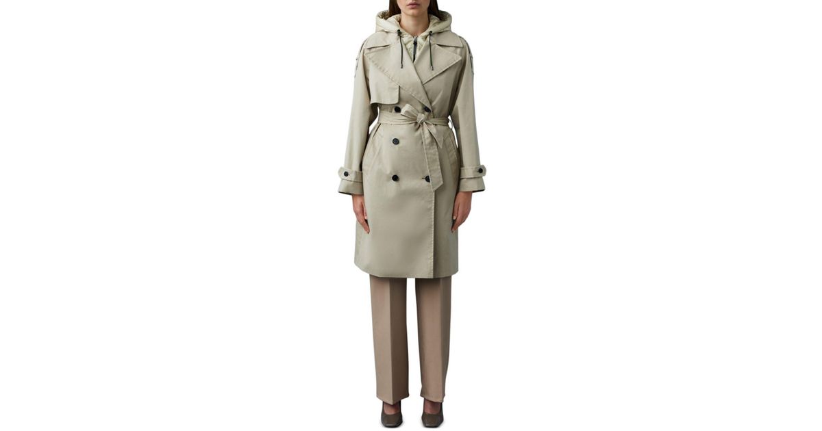 Mackage Trisha Mixed Media Trench Coat in Natural Lyst