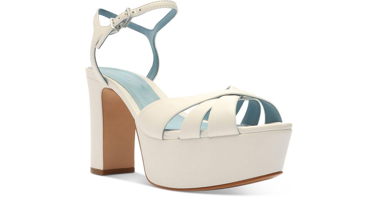 Schutz Leather Keefa Ankle Strap Platform Sandals in White - Lyst