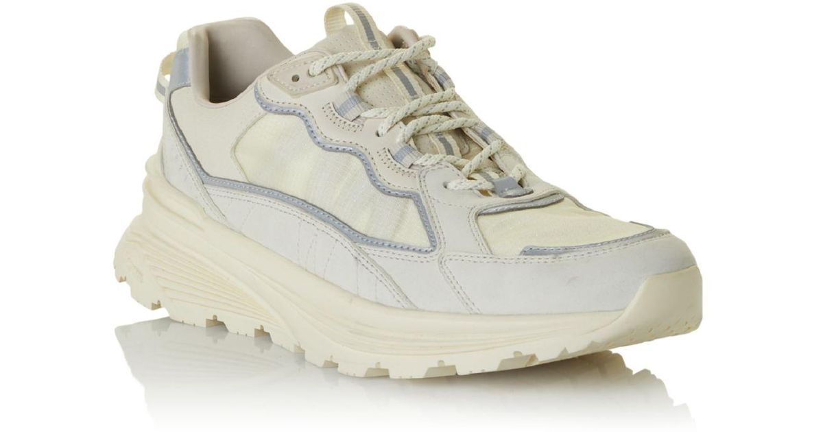 Moncler Leather Lite Runner Lace Up Low Top Running Sneakers in Natural