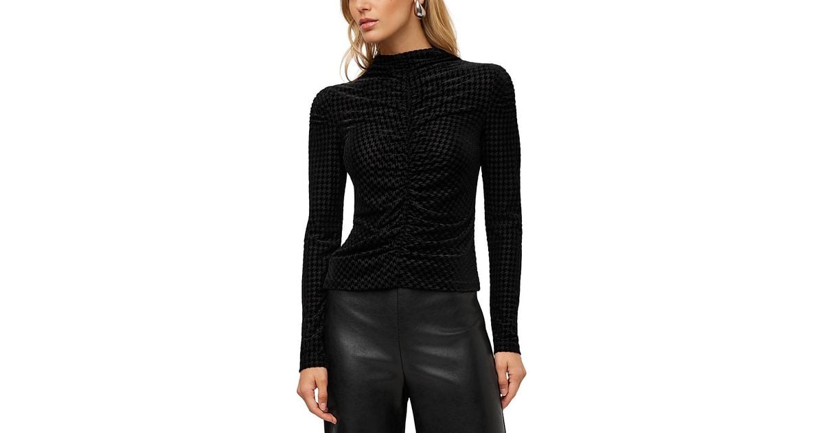 Fifteen Twenty Velvet Burnout Ruched Selena Top in Black | Lyst
