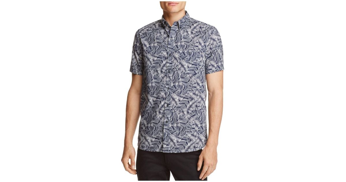 Michael Bastian Banana Leaf Print Regular Fit Button-Down Shirt