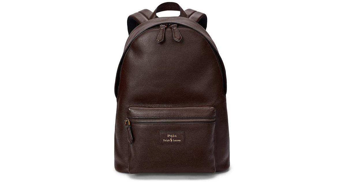 Polo Ralph Lauren Pebbled Leather Backpack in Brown for Men 