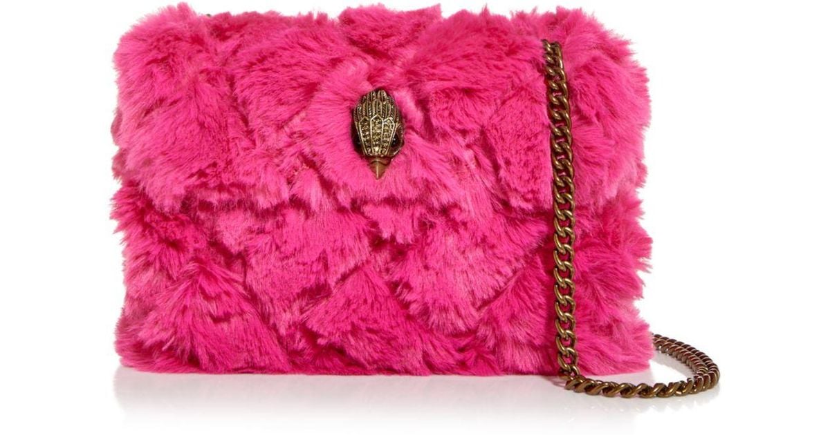Kurt Geiger Kensington Medium Faux Fur Crossbody in Bright Pink (Pink