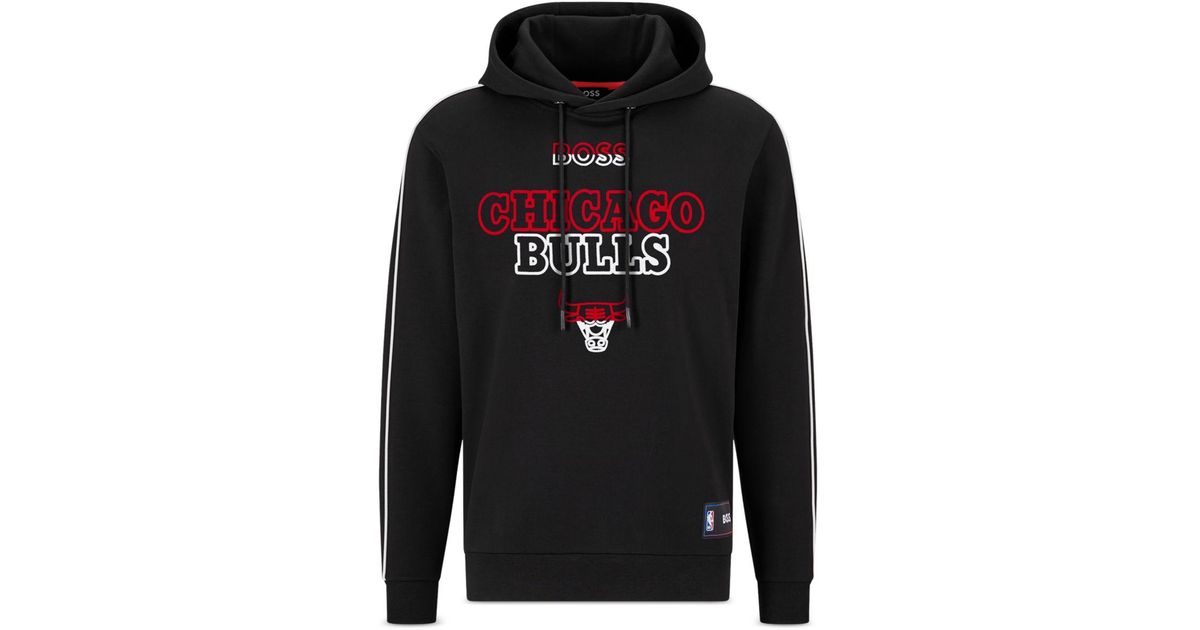 BOSS by HUGO BOSS Chicago Bulls Basketball Graphic Hoodie in Black for