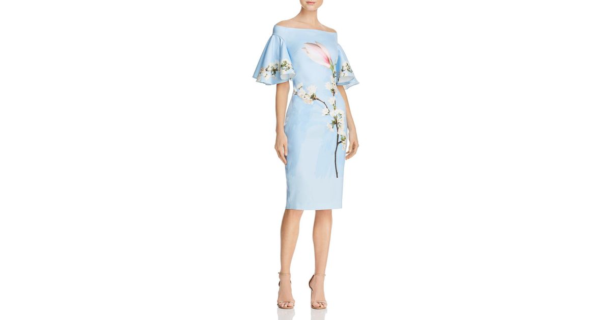 Ted Baker Lauraen Harmony Off-the-shoulder Dress in Pale Blue (Blue) - Lyst