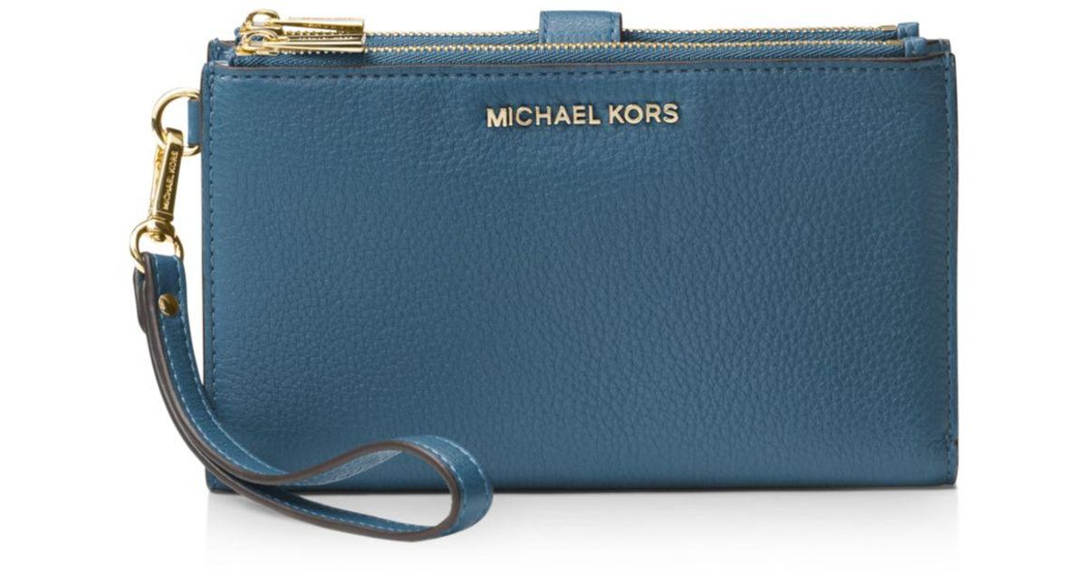 Michael Kors Michael Adele Double-zip Pebble Leather Phone Wristlet in ...