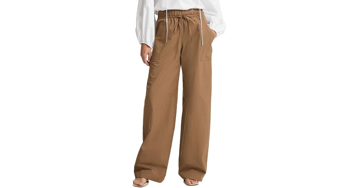Vince Mid Rise Cotton Drawstring Pants in Brown | Lyst