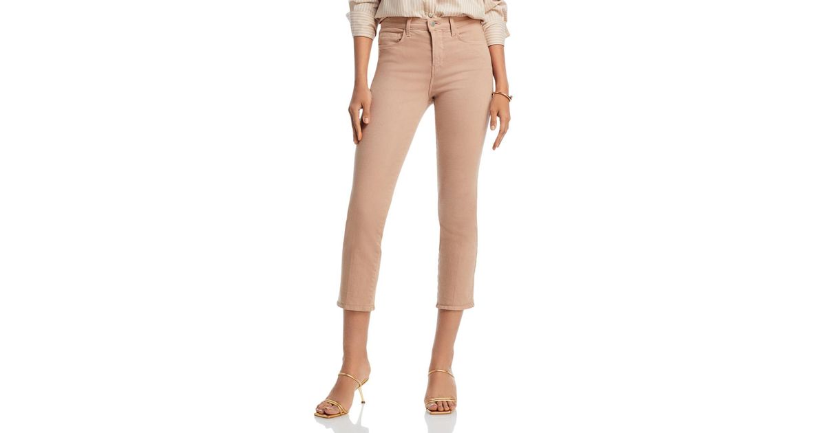 L'Agence Alexia High Rise Cropped Slim Jeans In Cashew in Natural | Lyst