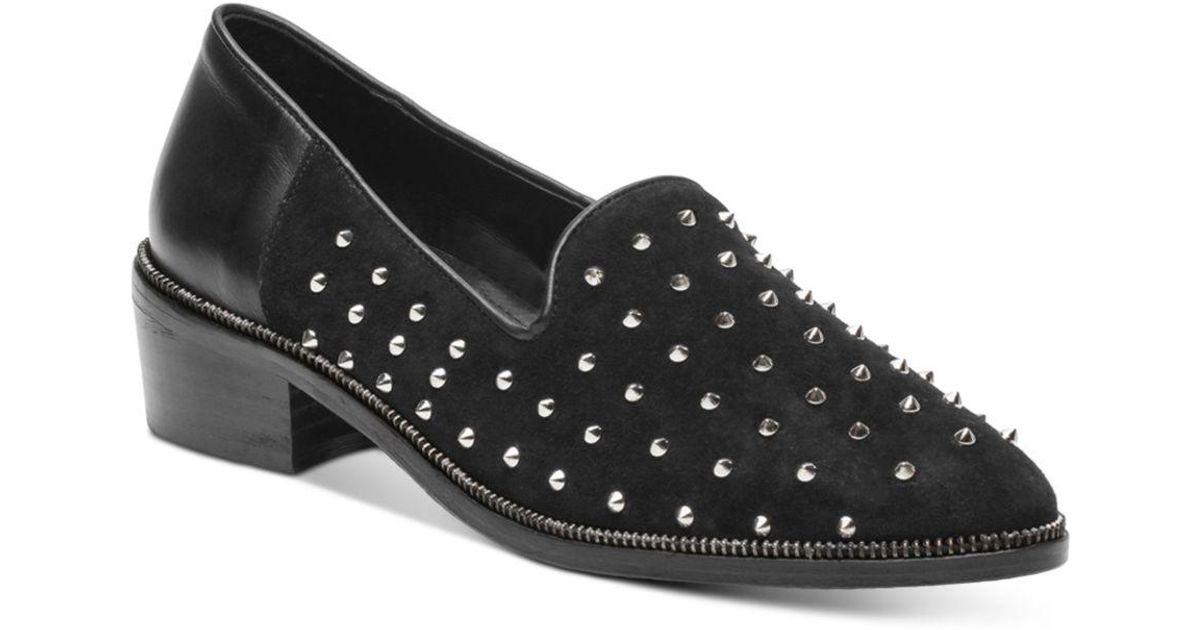 black studded loafers womens