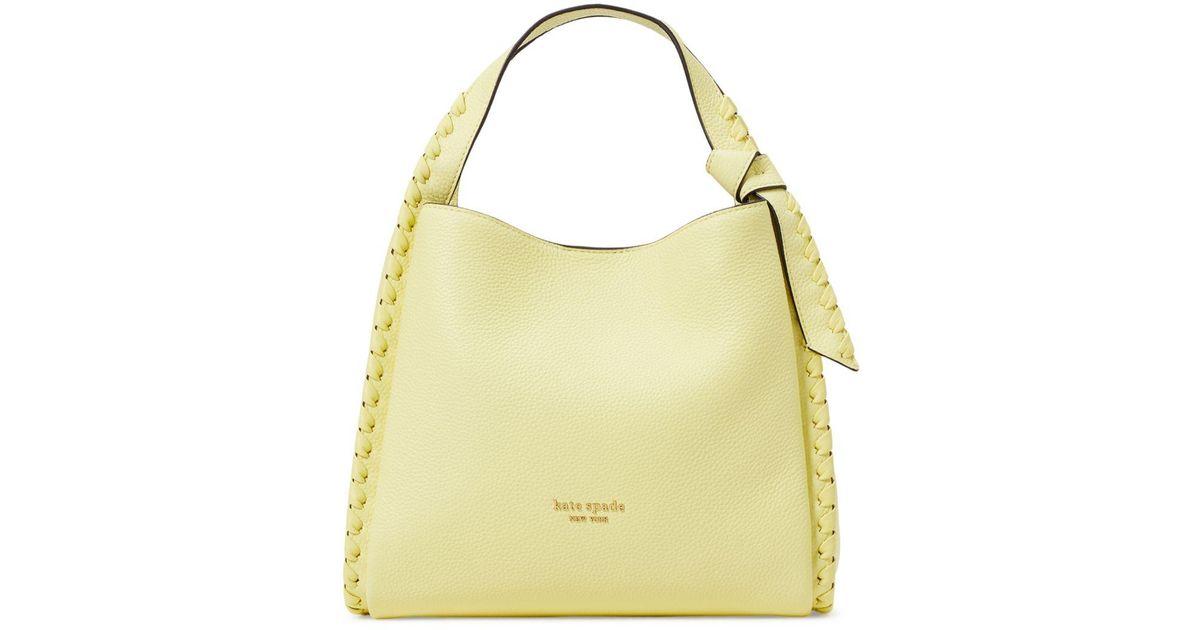 Kate Spade Knott Whipstitched Pebbled Leather Medium Tote in Yellow | Lyst